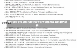 社会学专业大学排名社会学专业大学排名及其影响力解析