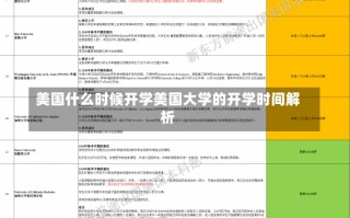 美国什么时候开学美国大学的开学时间解析