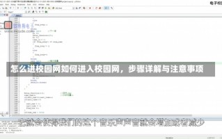 怎么进校园网如何进入校园网，步骤详解与注意事项