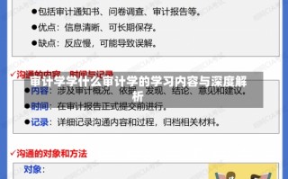 审计学学什么审计学的学习内容与深度解析