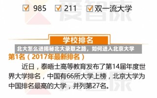 北大怎么进揭秘北大录取之路，如何进入北京大学