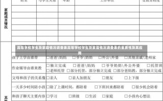 高等学校学生及家庭情况调查表高等学校学生及家庭情况调查表的重要性及其应用