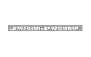 云南大学录取分数线云南大学录取分数线详解