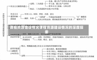 课程资源建设情况课程资源建设情况的深度探索