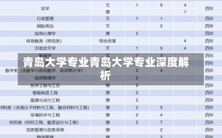 青岛大学专业青岛大学专业深度解析