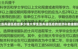 大学生当兵退伍后给多少钱大学生当兵退伍后的经济补助金额解析