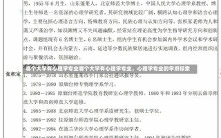 哪个大学有心理学专业哪个大学有心理学专业，心理学专业的学府探索