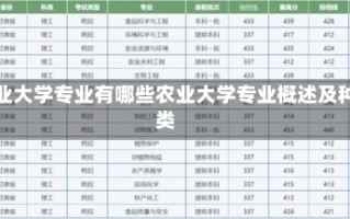 农业大学专业有哪些农业大学专业概述及种类