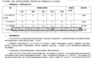 武汉大学信息门户武汉大学信息门户，连接学术与未来的桥梁