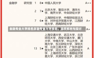 金融专业大学排名金融专业大学排名，深度解析与探讨