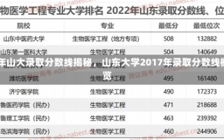 17年山大录取分数线揭秘，山东大学2017年录取分数线概览