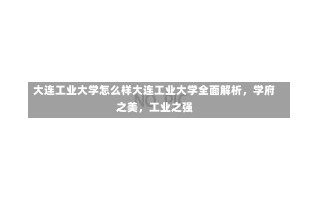 大连工业大学怎么样大连工业大学全面解析，学府之美，工业之强