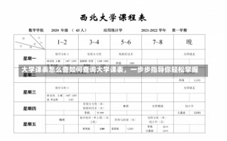 大学课表怎么查如何查询大学课表，一步步指导你轻松掌握