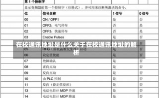 在校通讯地址是什么关于在校通讯地址的解析