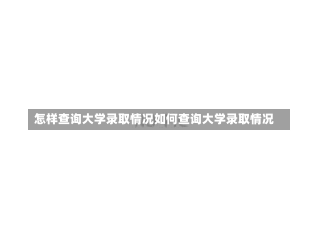 怎样查询大学录取情况如何查询大学录取情况-第3张图片-记录生活每一天