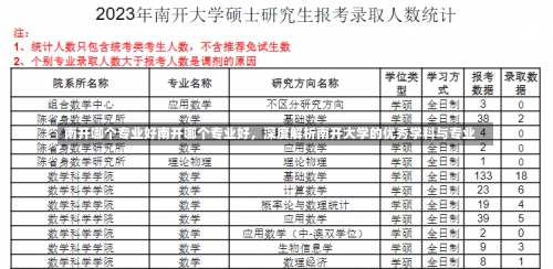 南开哪个专业好南开哪个专业好，深度解析南开大学的优秀学科与专业-第1张图片-记录生活每一天