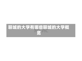 聊城的大学有哪些聊城的大学概览-第2张图片-记录生活每一天