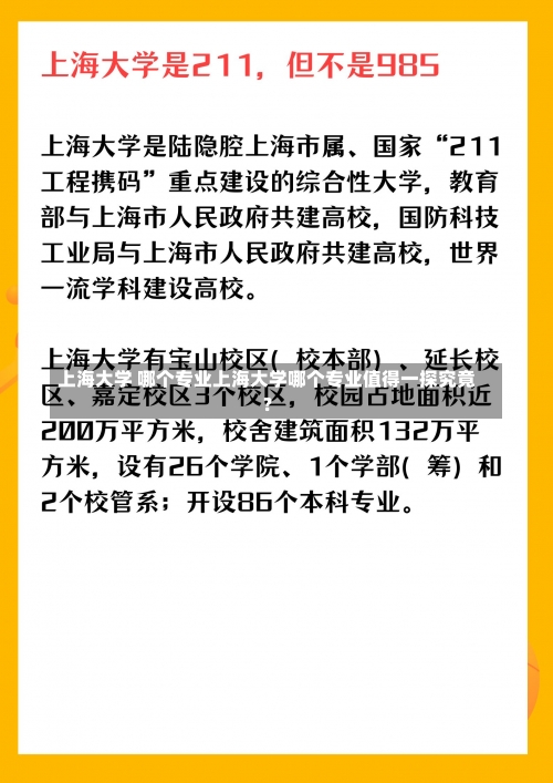 上海大学 哪个专业上海大学哪个专业值得一探究竟？-第3张图片-记录生活每一天