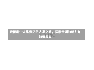 贵阳哪个大学贵阳的大学之旅，探索贵州的魅力与知识殿堂-第3张图片-记录生活每一天