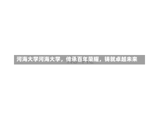 河海大学河海大学，传承百年荣耀，铸就卓越未来-第1张图片-记录生活每一天