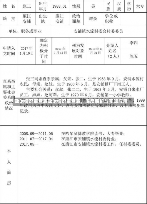 政治情况审查表政治情况审查表，深度解析与实际应用-第1张图片-记录生活每一天