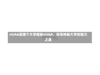 nUAA是哪个大学揭秘nUAA，探寻神秘大学的魅力之源-第1张图片-记录生活每一天