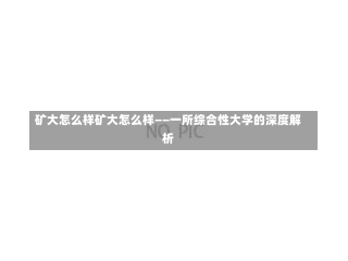 矿大怎么样矿大怎么样——一所综合性大学的深度解析-第2张图片-记录生活每一天