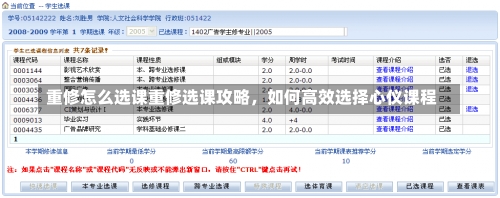 重修怎么选课重修选课攻略，如何高效选择心仪课程-第2张图片-记录生活每一天