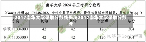 2017南华大学录取分数线揭秘2017南华大学录取分数线-第2张图片-记录生活每一天