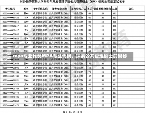 mpa专业代码MPA专业代码，探索公共管理硕士的奥秘-第1张图片-记录生活每一天