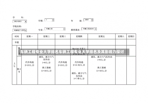 车辆工程专业大学排名车辆工程专业大学排名及其影响力探讨-第1张图片-记录生活每一天